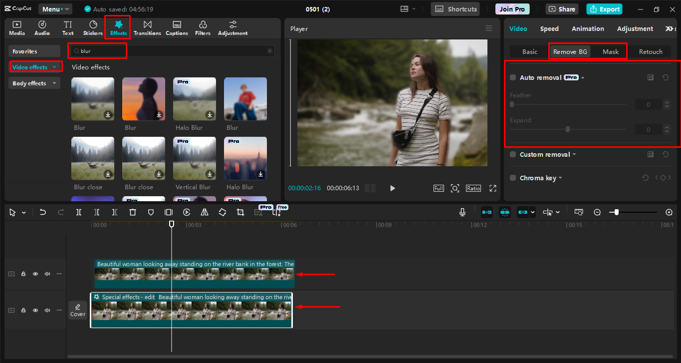 Blur the video background in the CapCut desktop video editor
