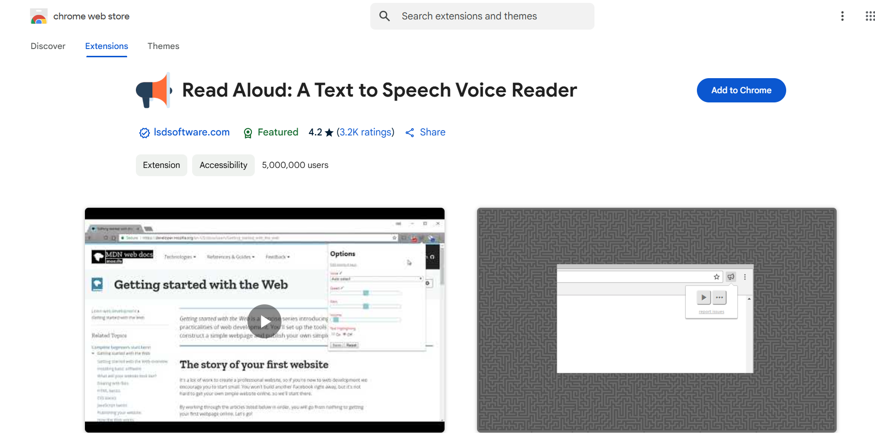ReadAloud Chrome extension