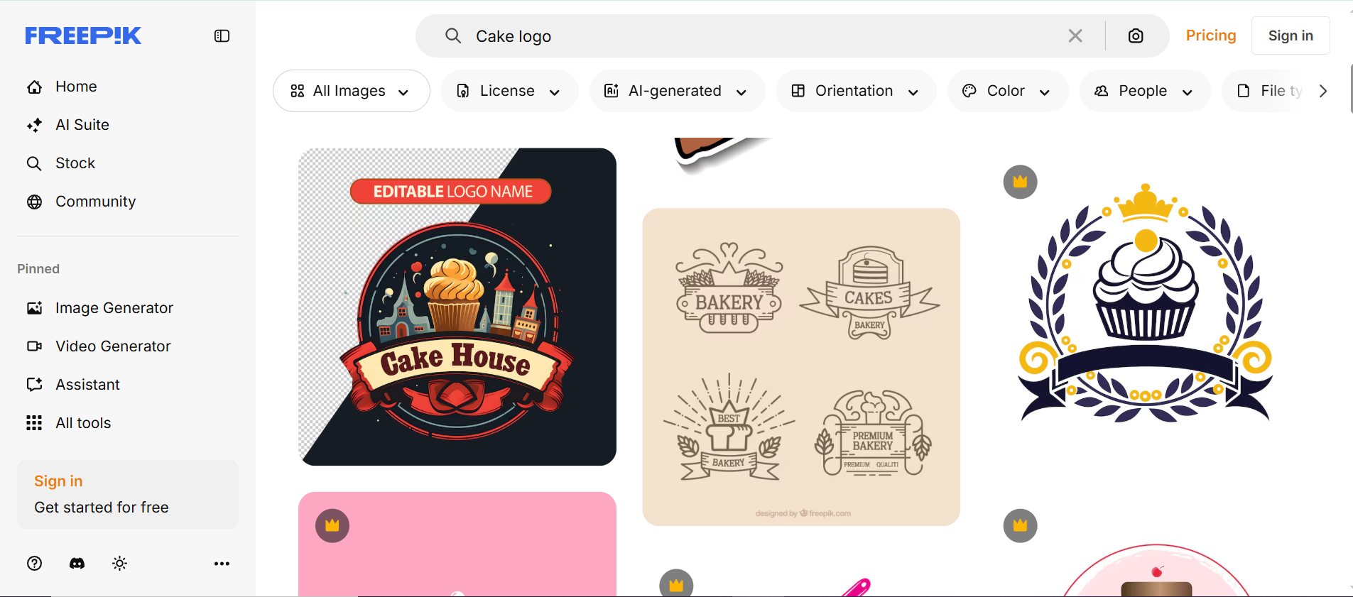 Freepik -  website for cake business logo designs