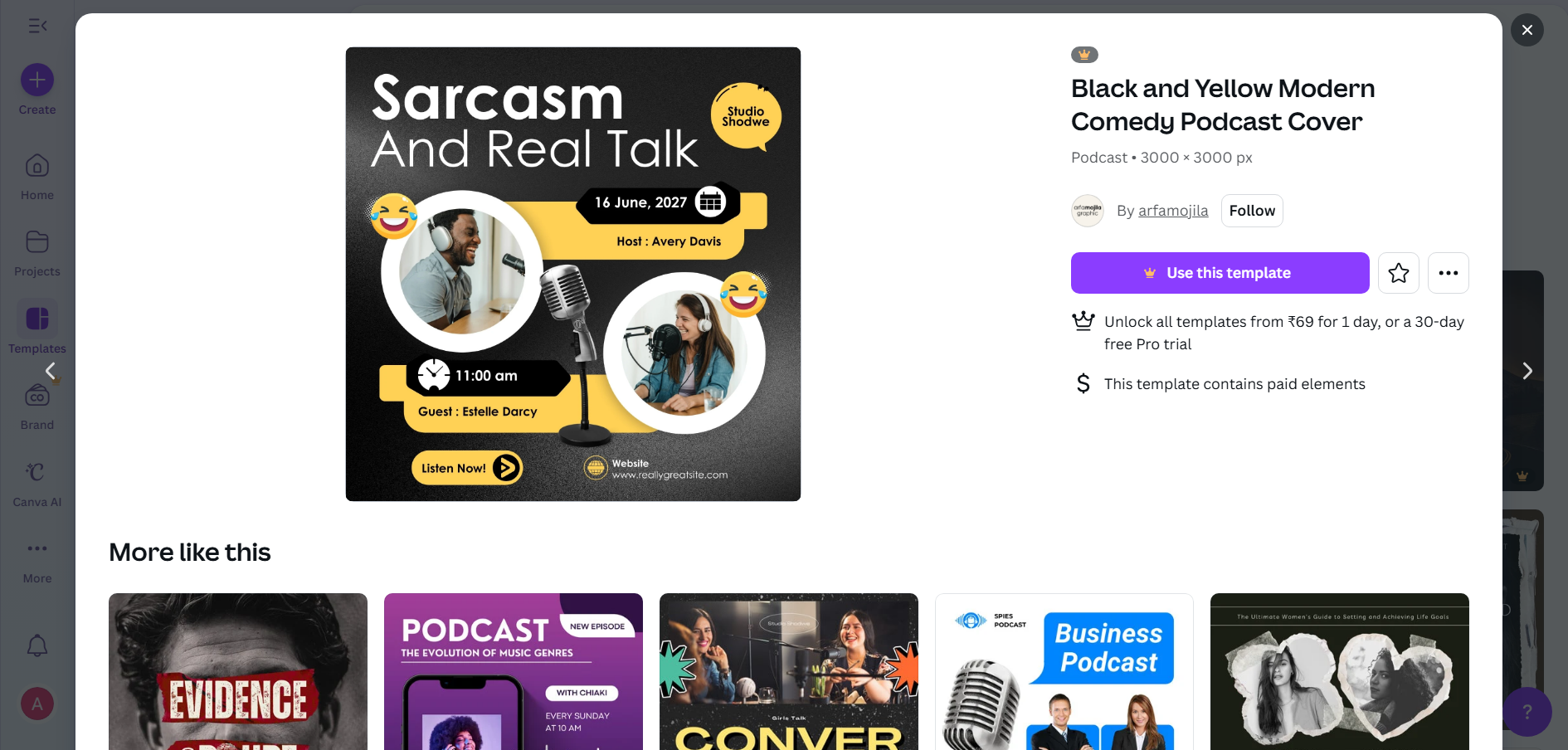 Canva interface
