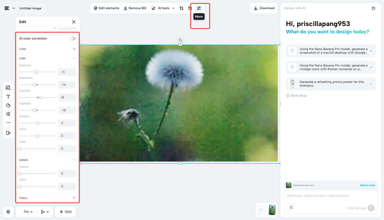 Adjust brightness or exposure for the image in CapCut