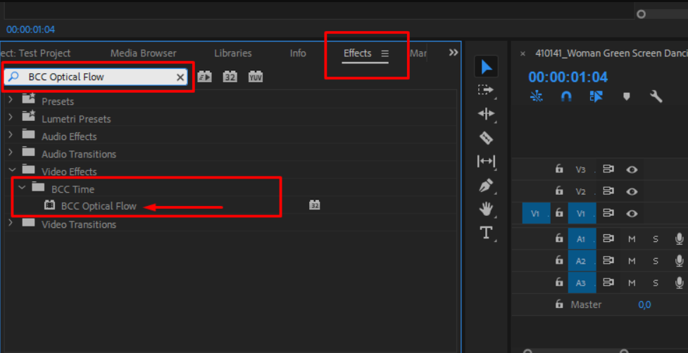 Utilisation du flux optique BCC du plugin Boris FX