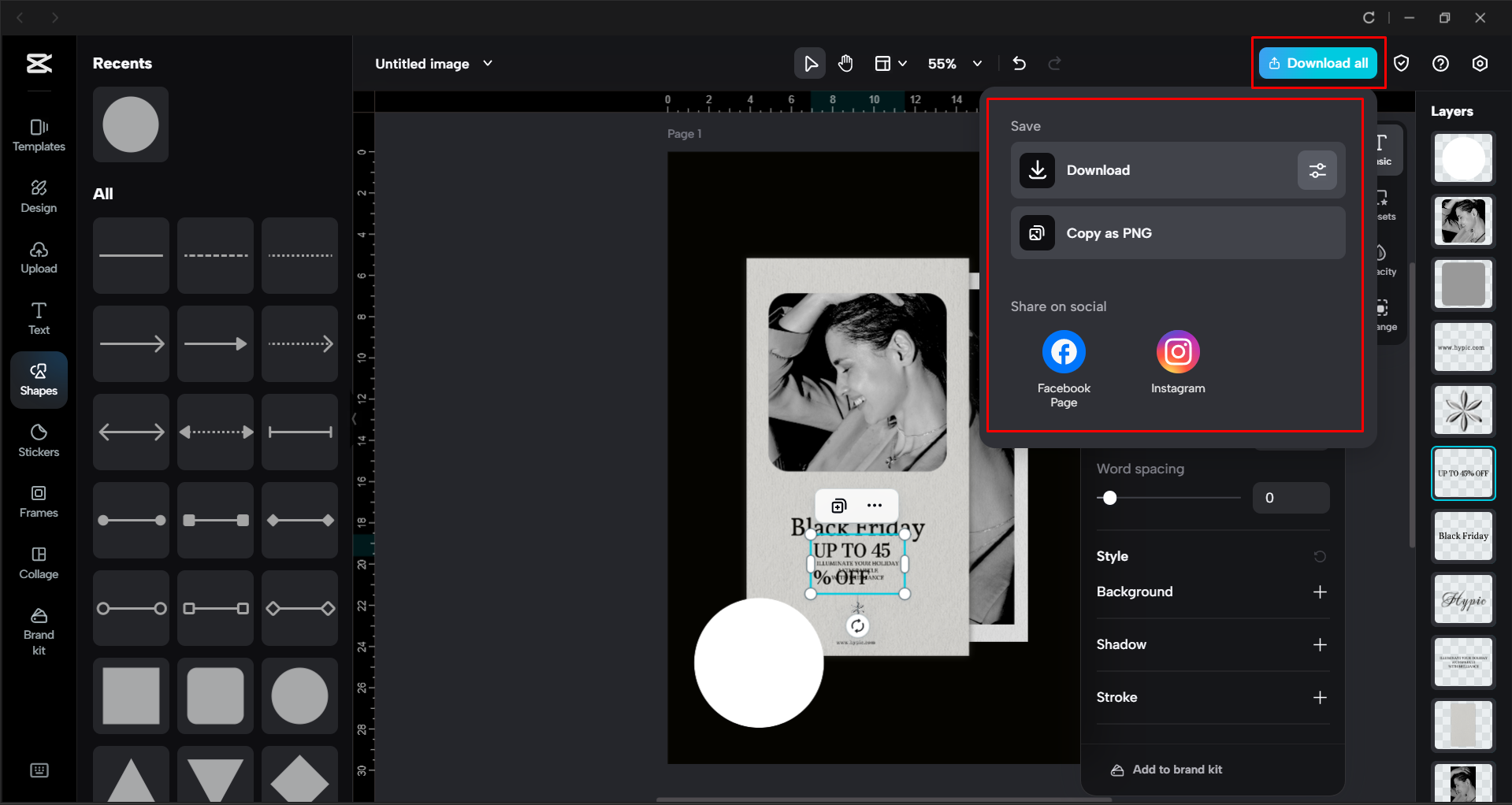 Exporting a flyer from the CapCut desktop video editor