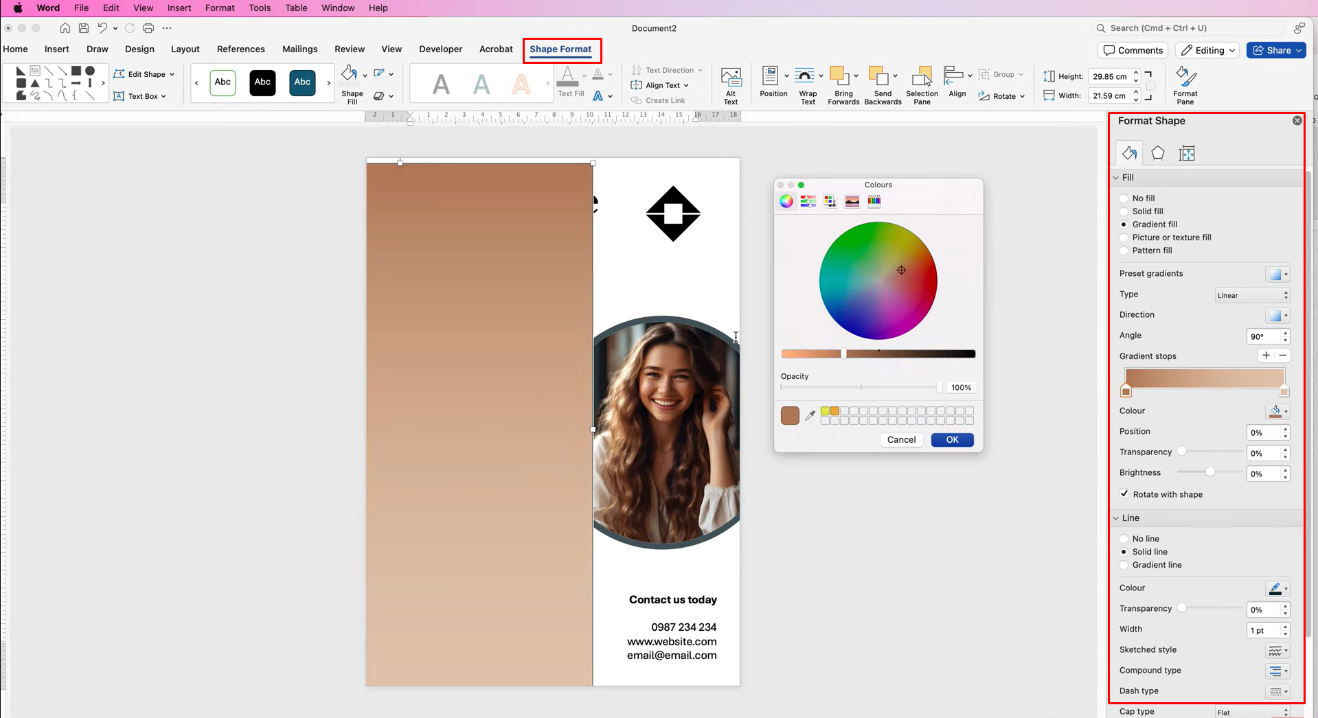 Choosing suitable shapes to insert in a flyer in Word