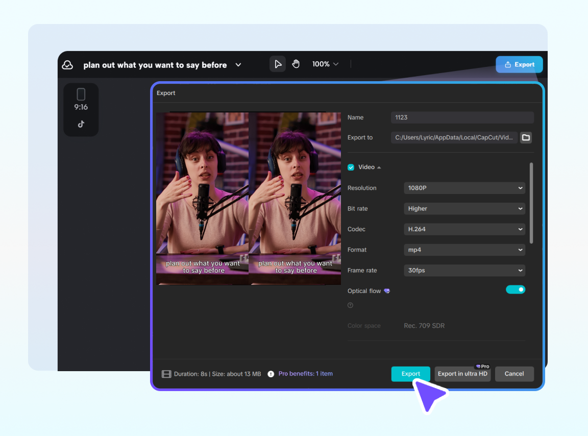 Export and share clips in CapCut