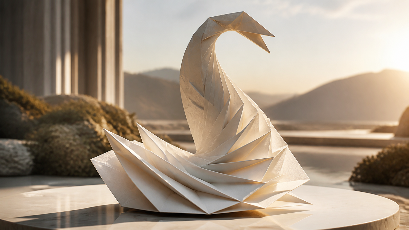 Crisp Origami-style Geometry prompt example 2 - Crisp Origami-style Geometry close-up moment