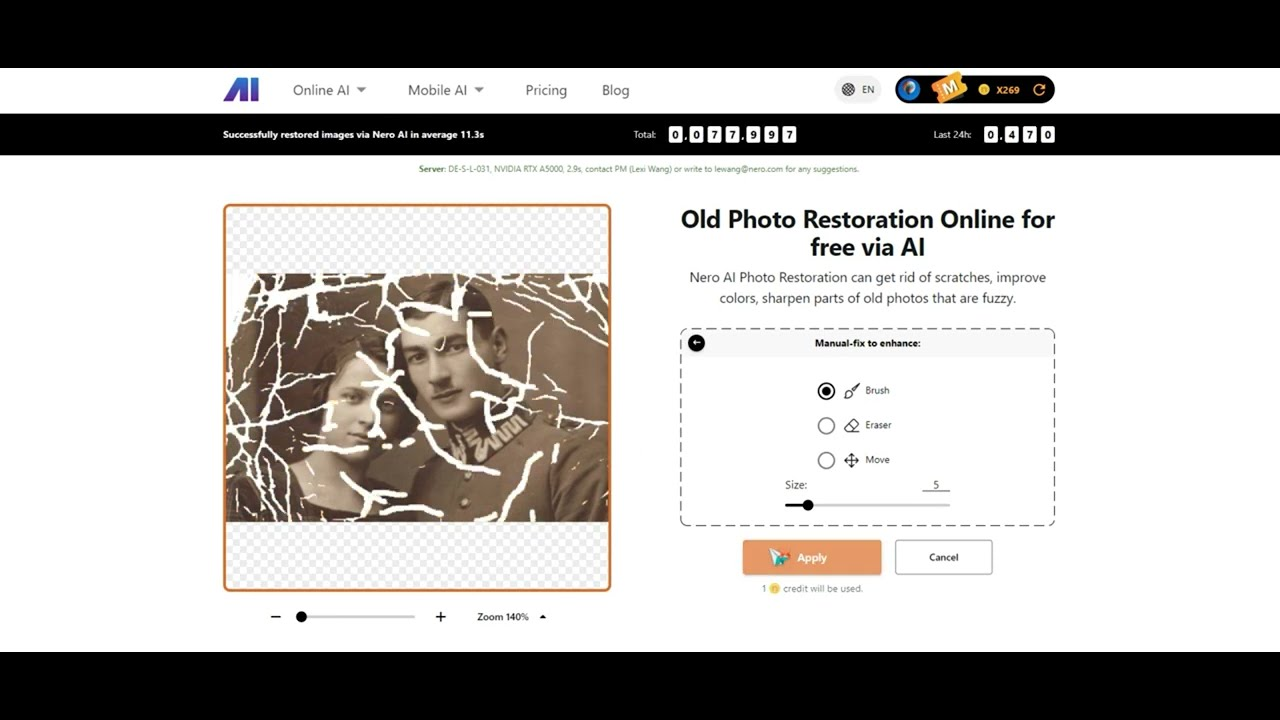 Schnittstelle von Nero AI - das perfekte Werkzeug zur Wiederherstellung von Fotos