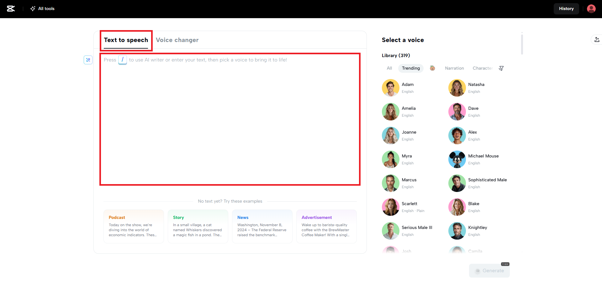 Create/generate your script