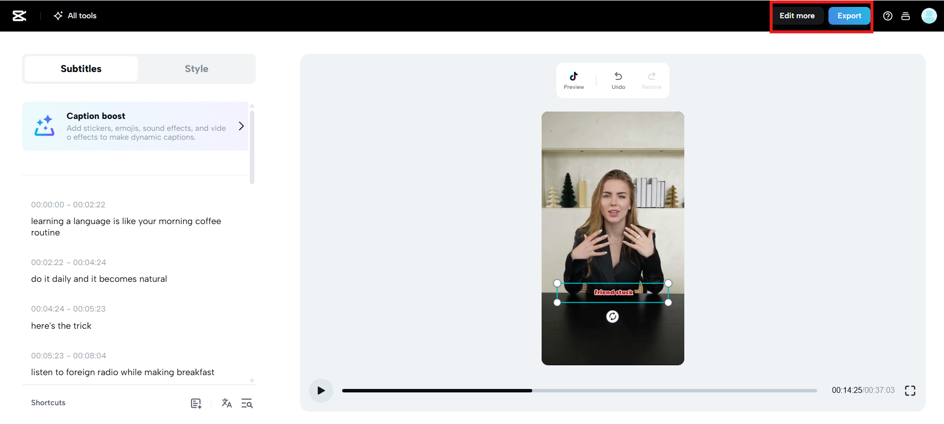匯出或編輯更多