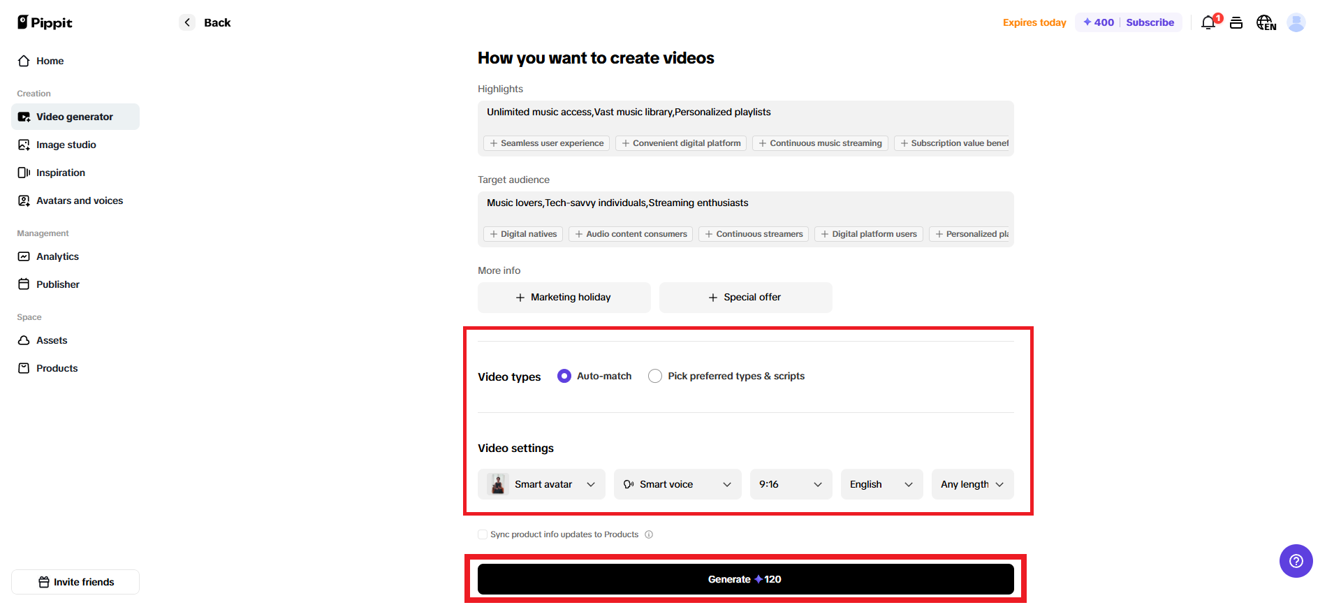 Generate your video