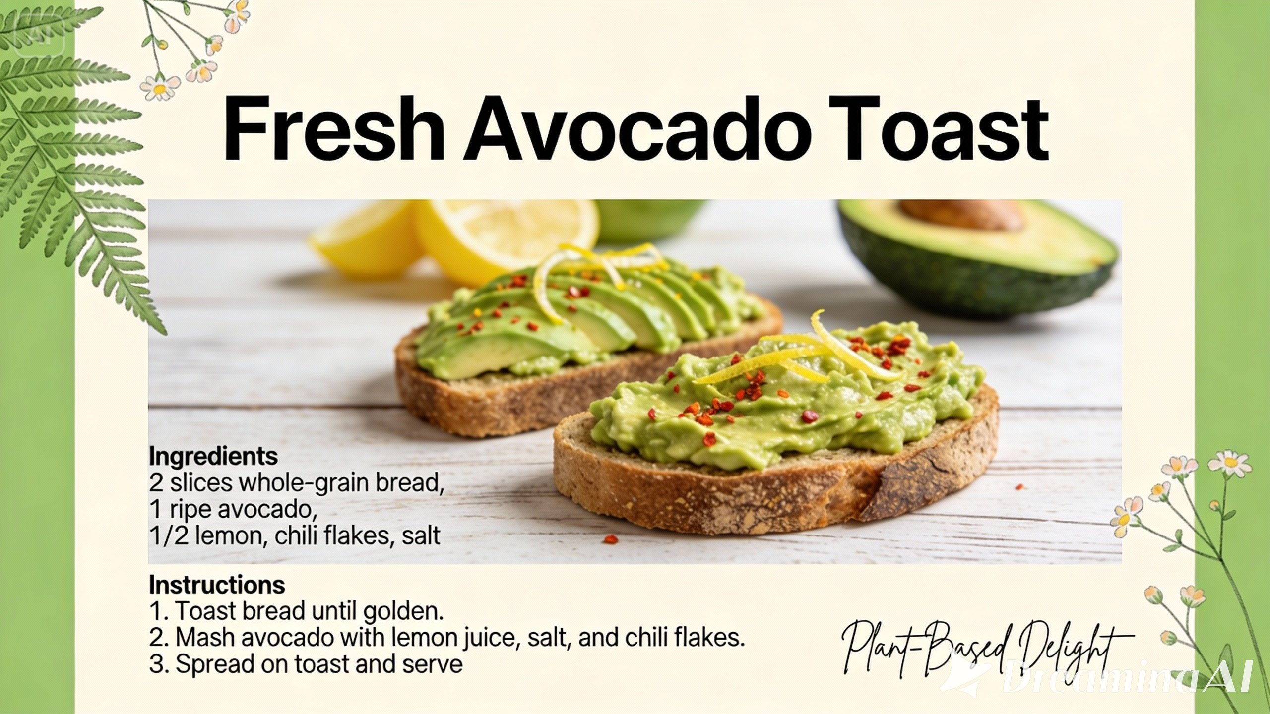 Card ng recipe ng Vegan