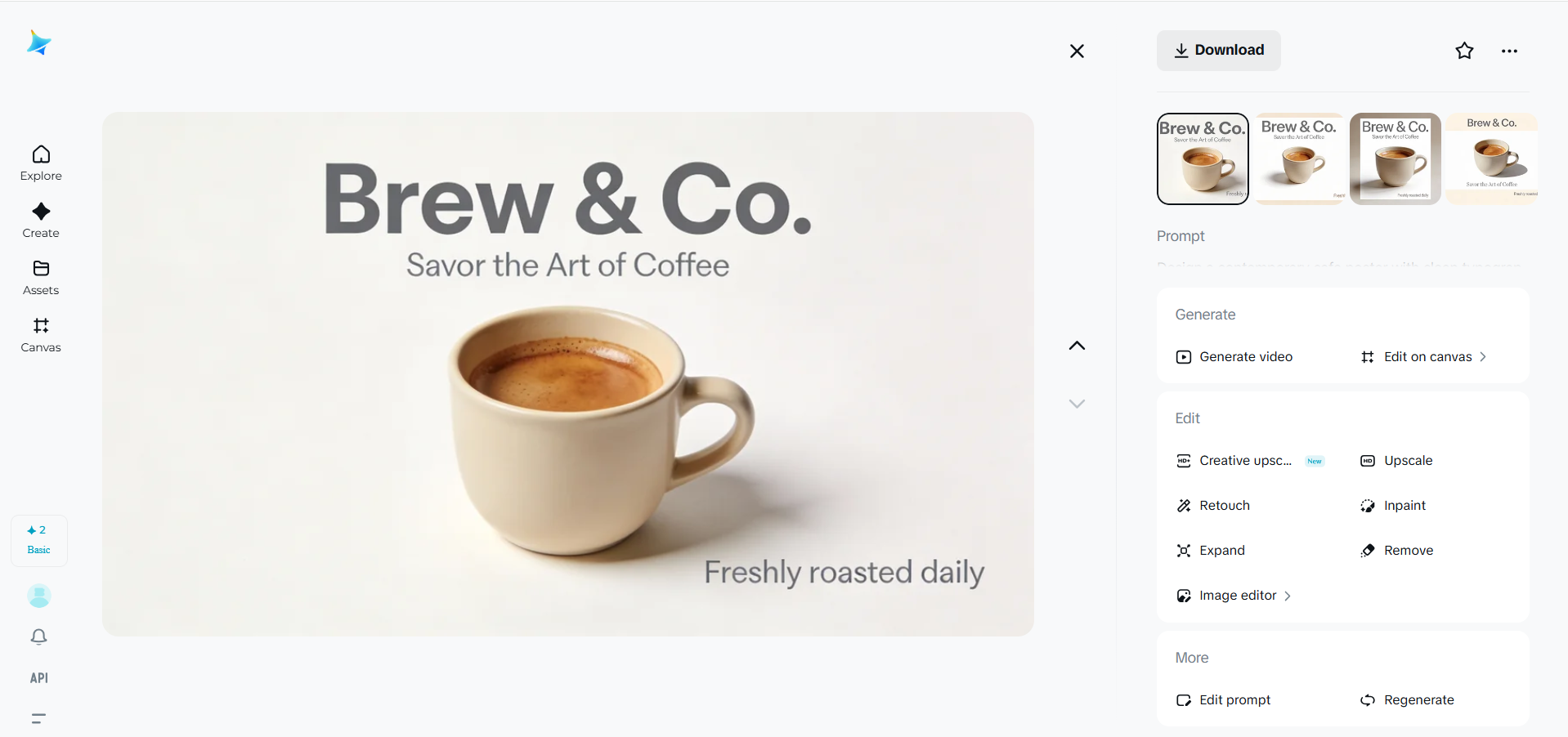 Screenshot showing a minimal coffee modern poster