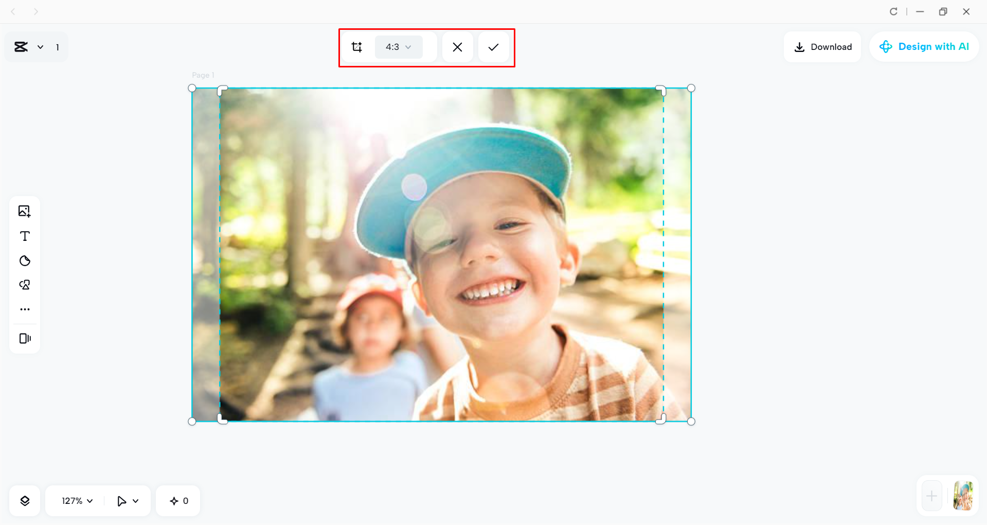 Resizing the image with the CapCut desktop video editor