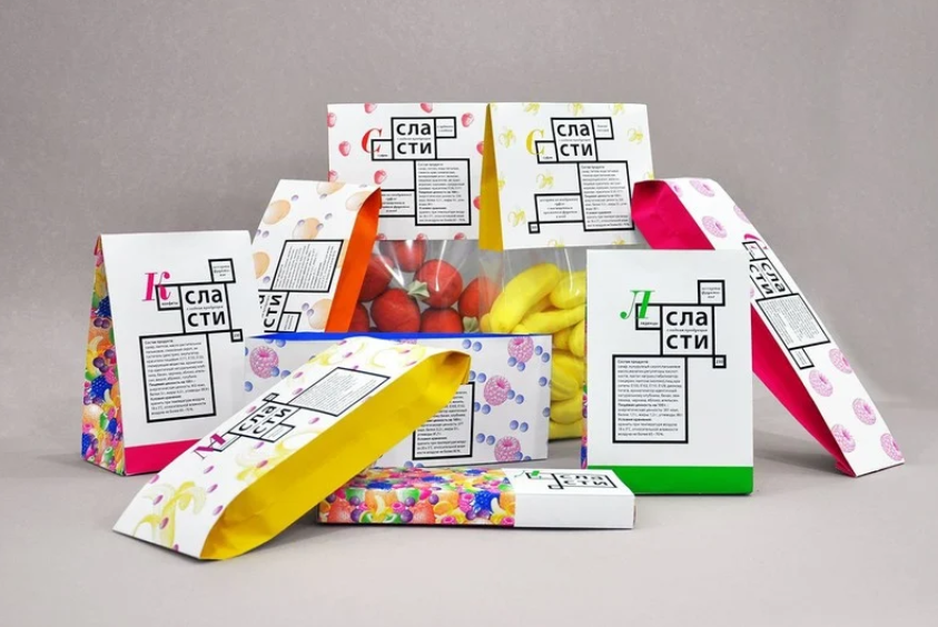 Bright, colorful product packaging attracting attention