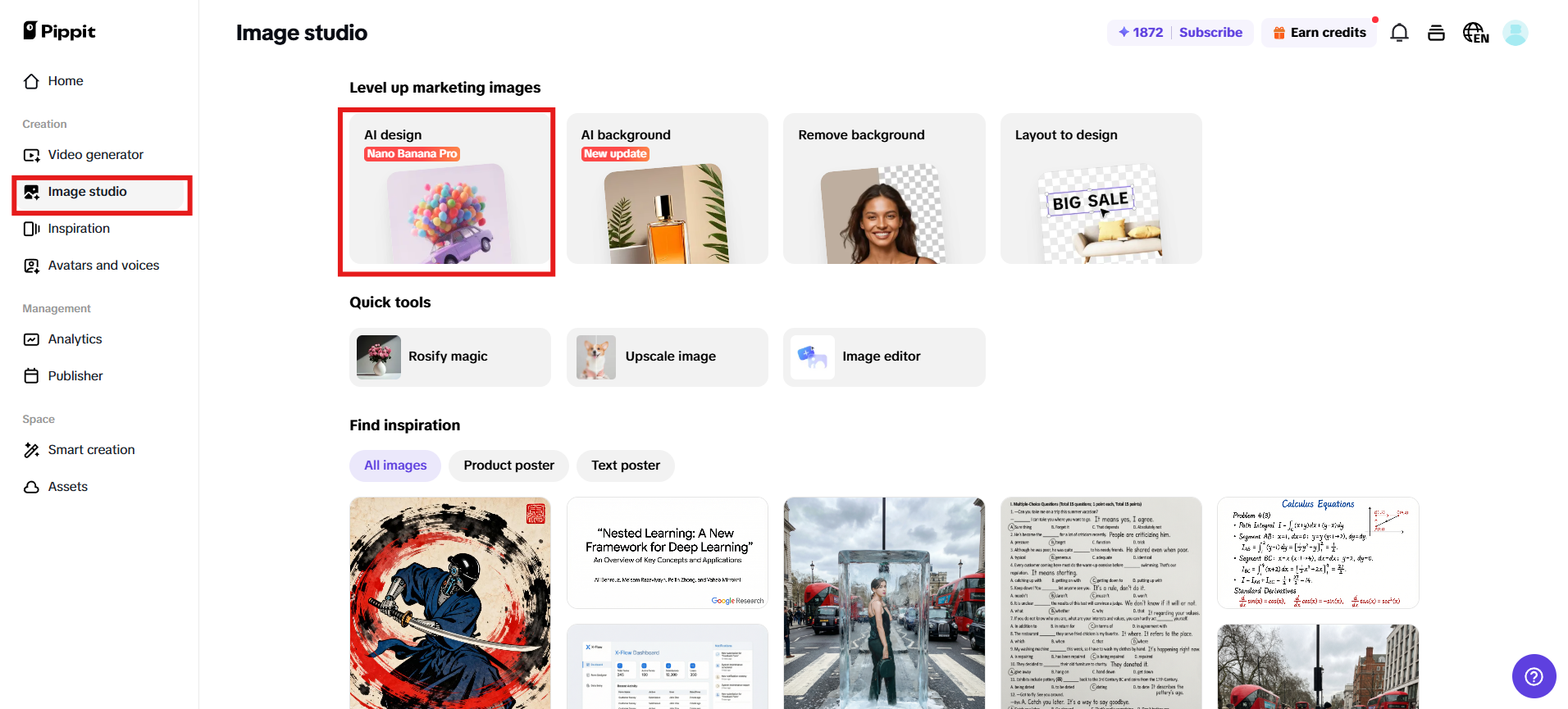 Mag-navigate papunta sa AI design tool