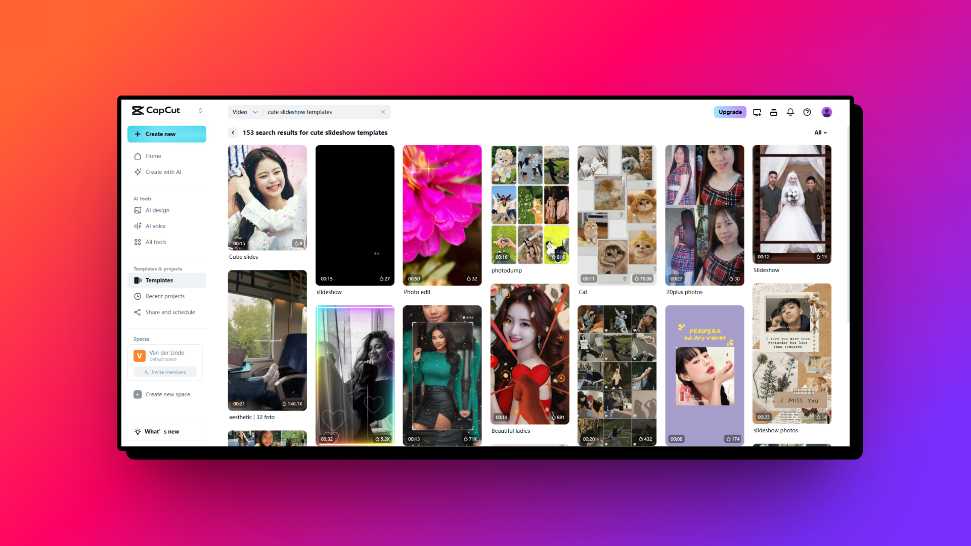Slideshow templates for showcasing cuteness