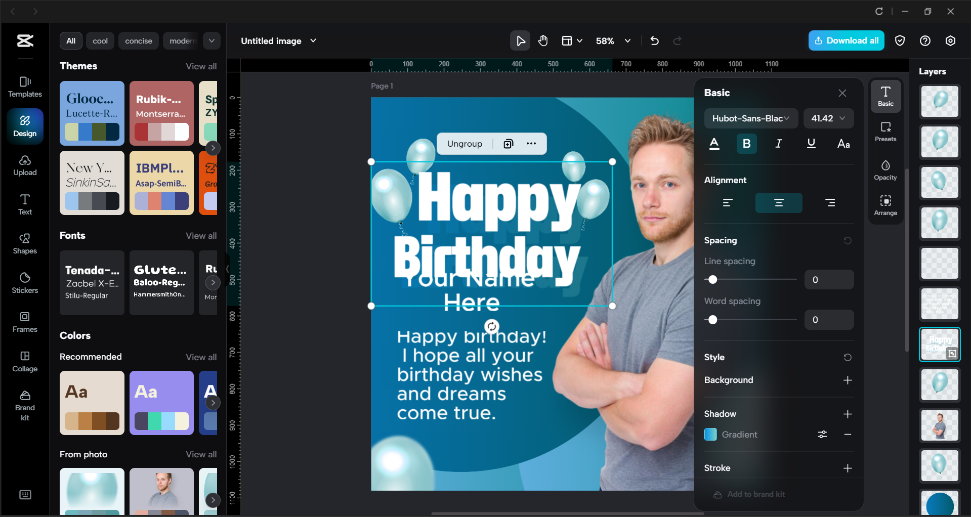 Interface of the CapCut desktop video editor - a good tool to edit birthday background images