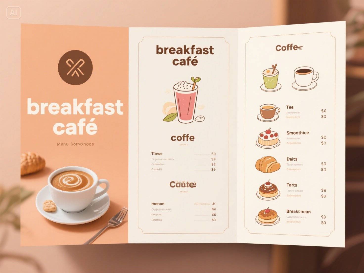 Plantilla de menú para café de desayuno