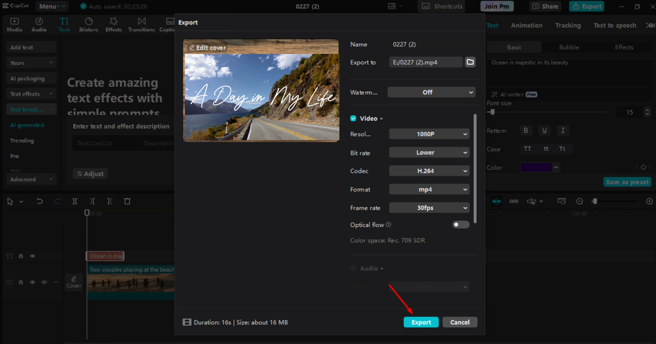 Mengeksport video daripada editor video desktop CapCut