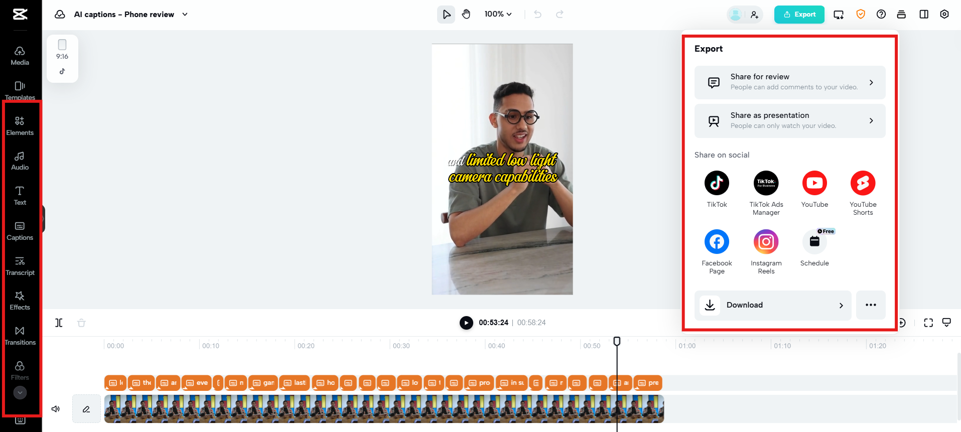 Video verfeinern und exportieren