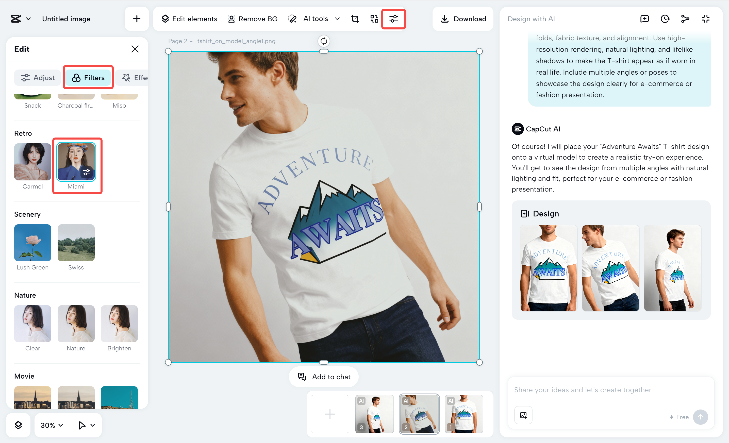 Applying filters in the CapCut desktop video editor