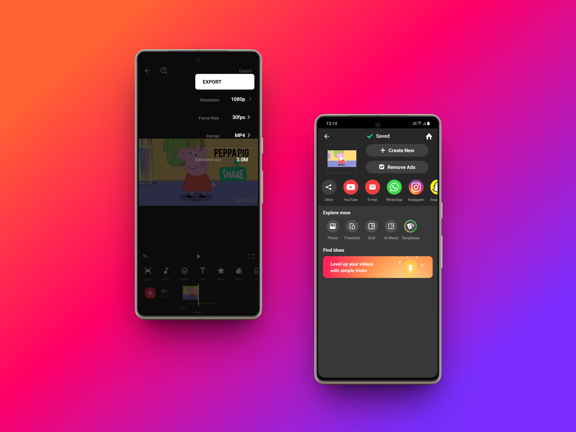 Export the resultant video