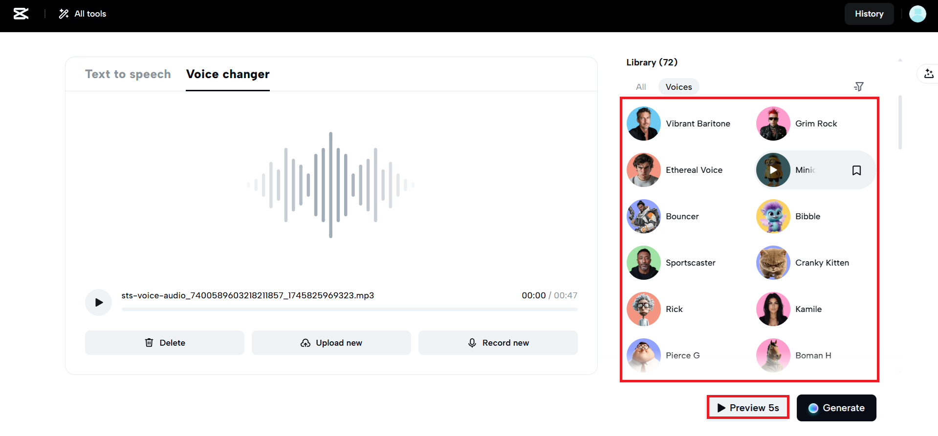 Apply the AI voice & preview