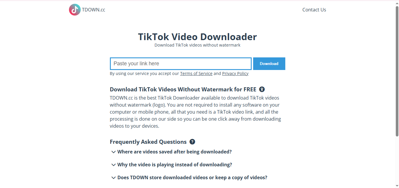 The interface of TDown - an efficient TikTok thumbnail grabber