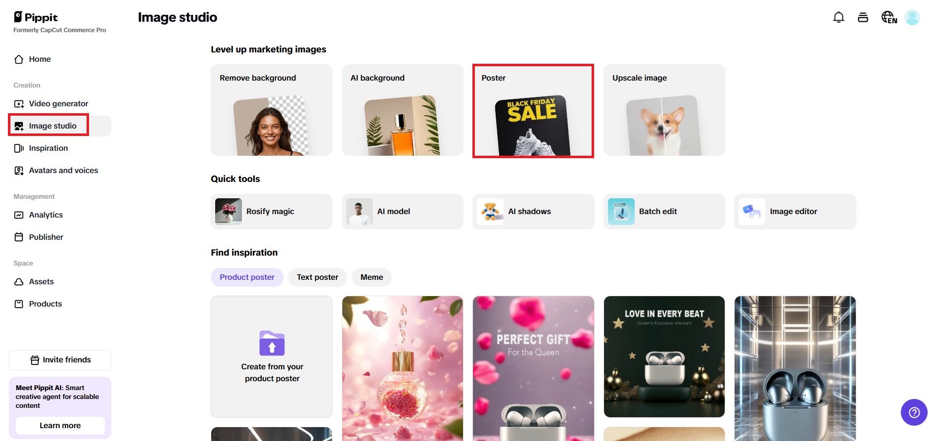 Choose "Sales Poster" from Image Studio