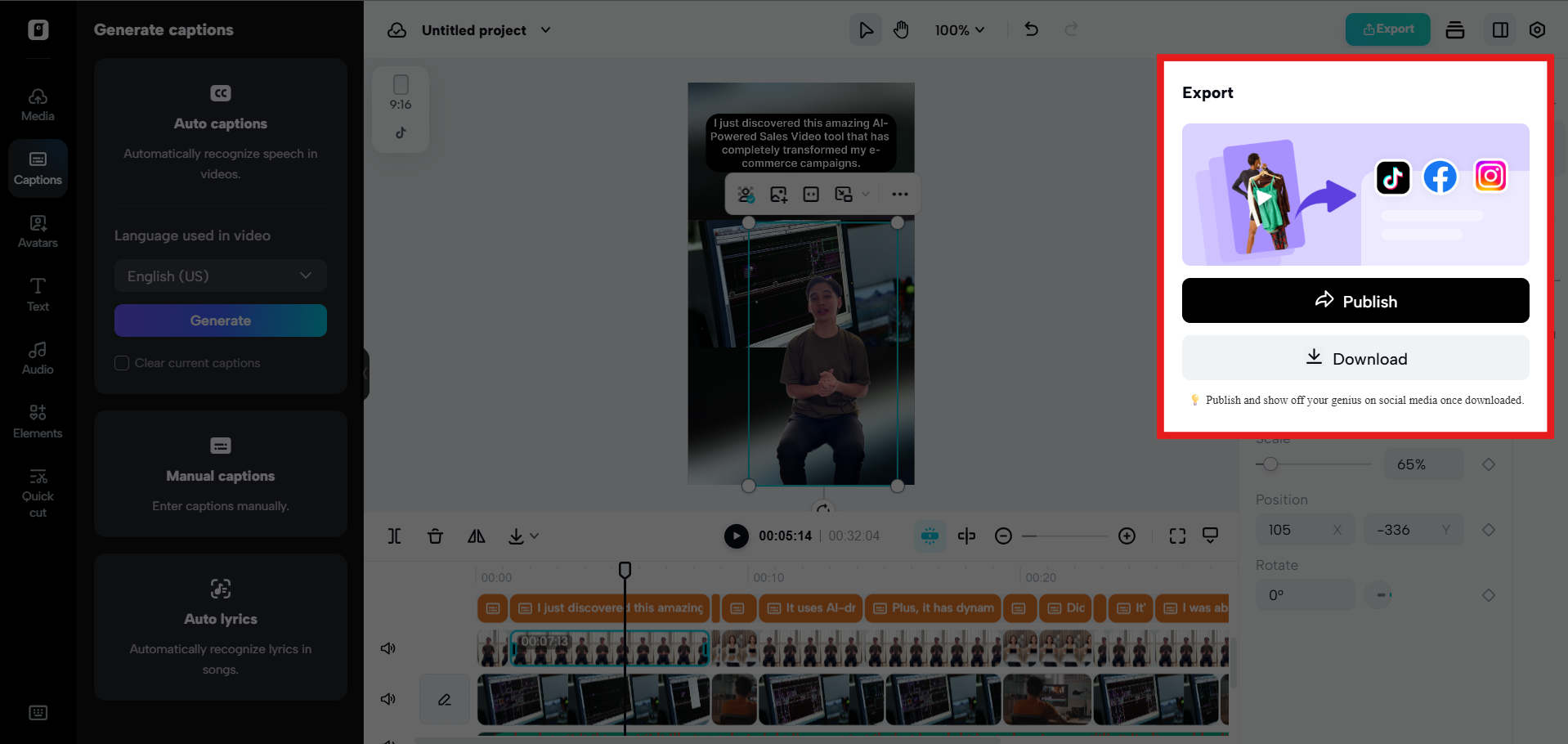 Export and share your video