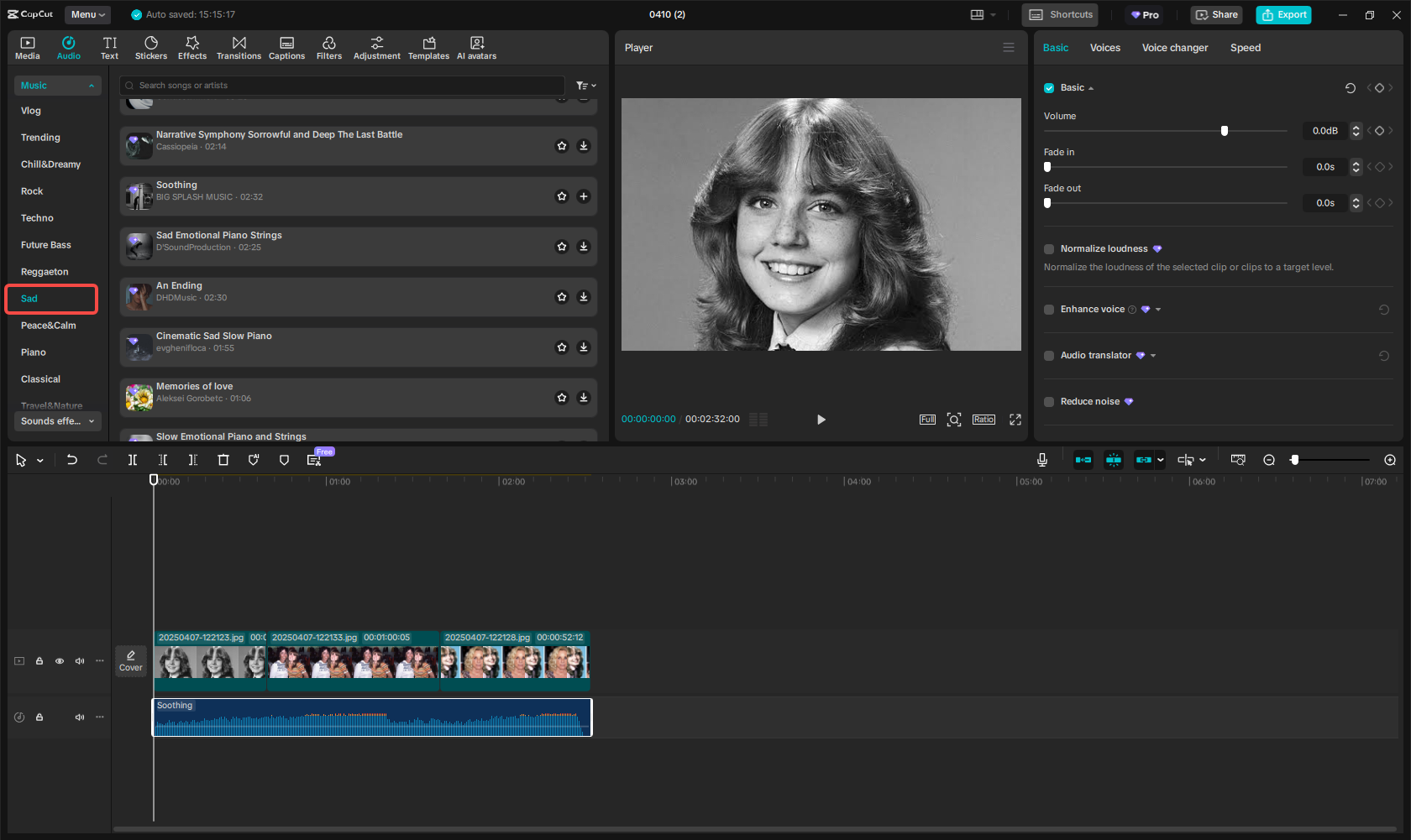 Use sad music in memorial slideshows