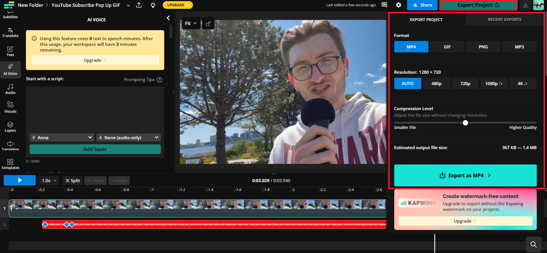 Sharing the final video