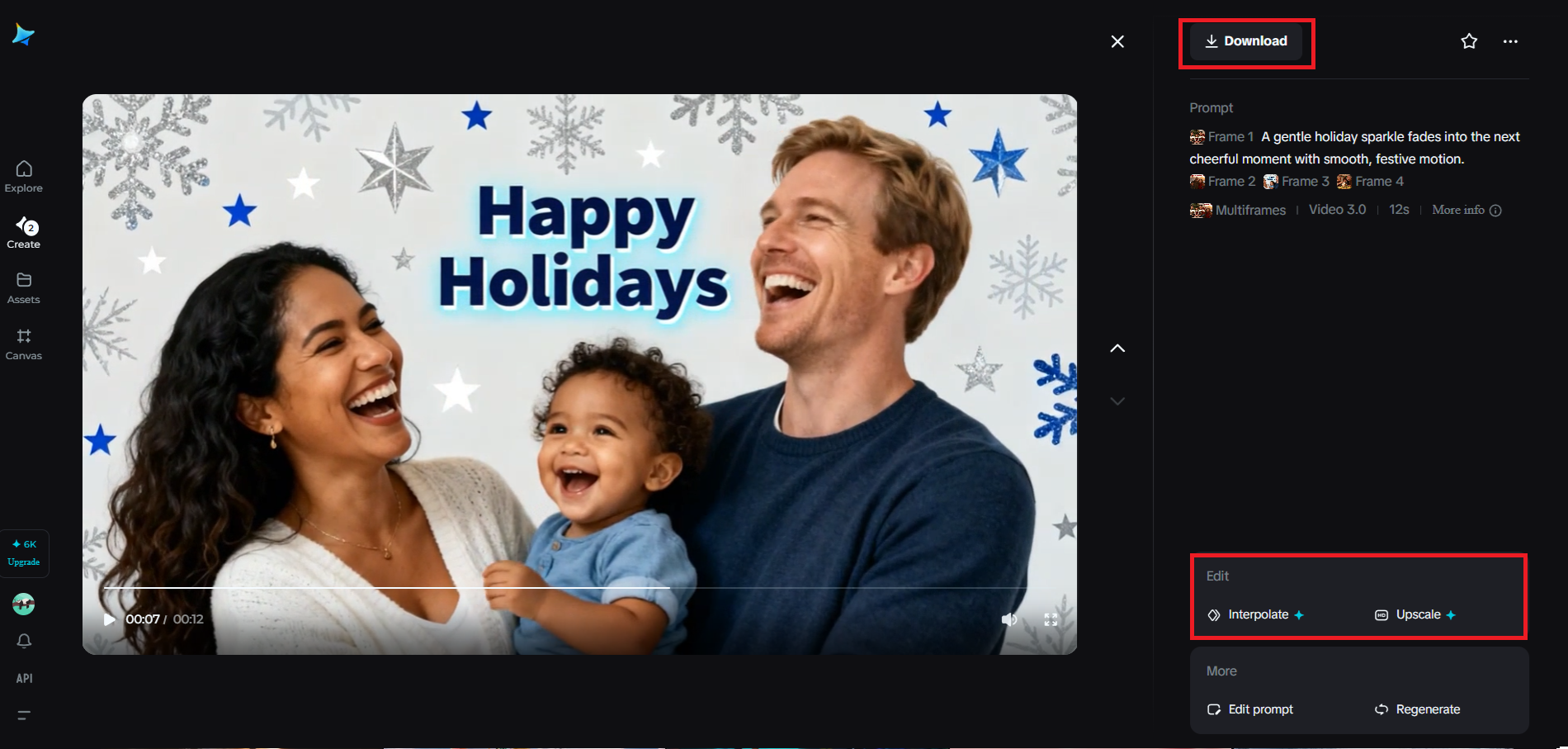 Preview and save your holiday video