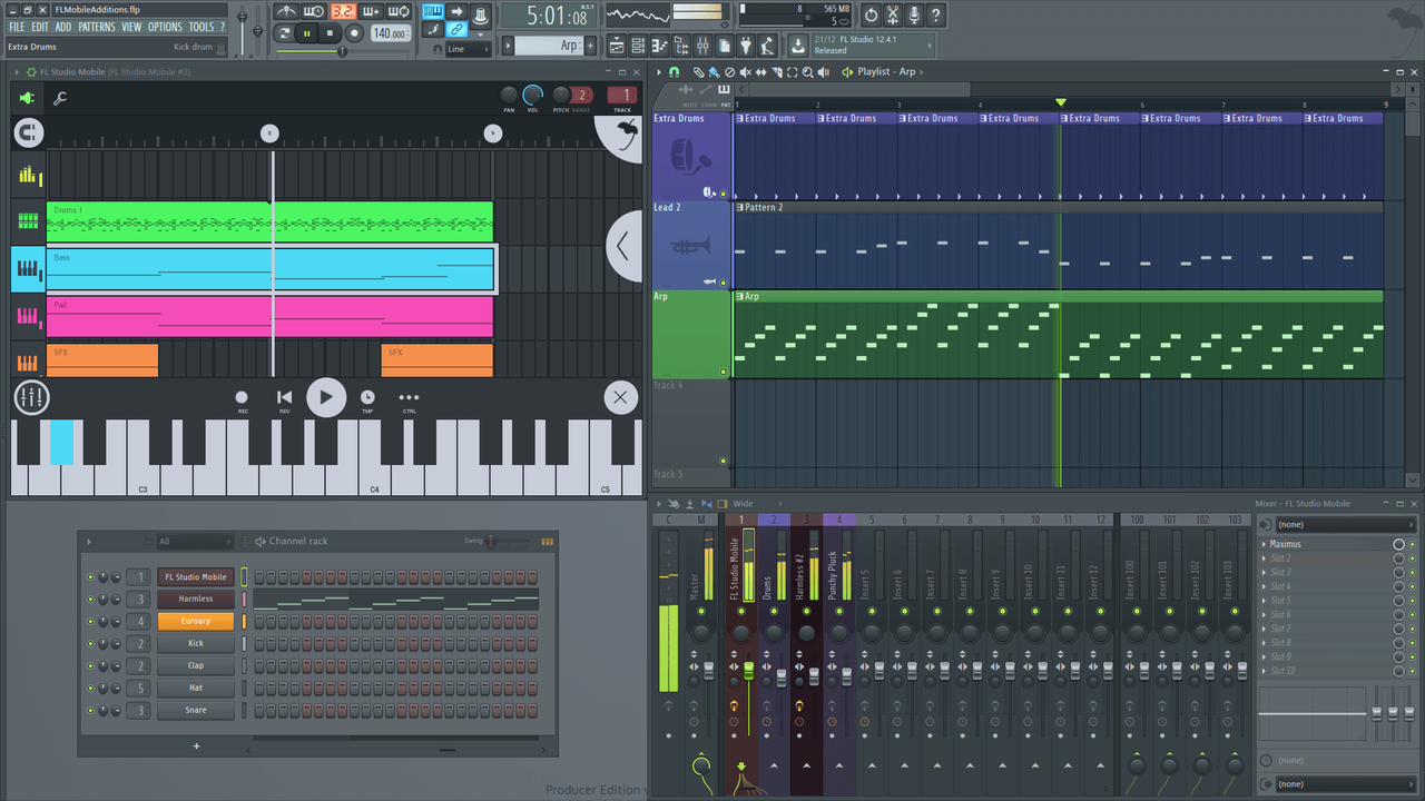 FLStudio mobile music studio app interface