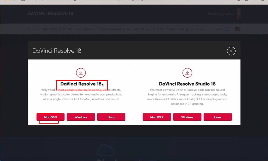 Pobierz Davinci Resolve Mac