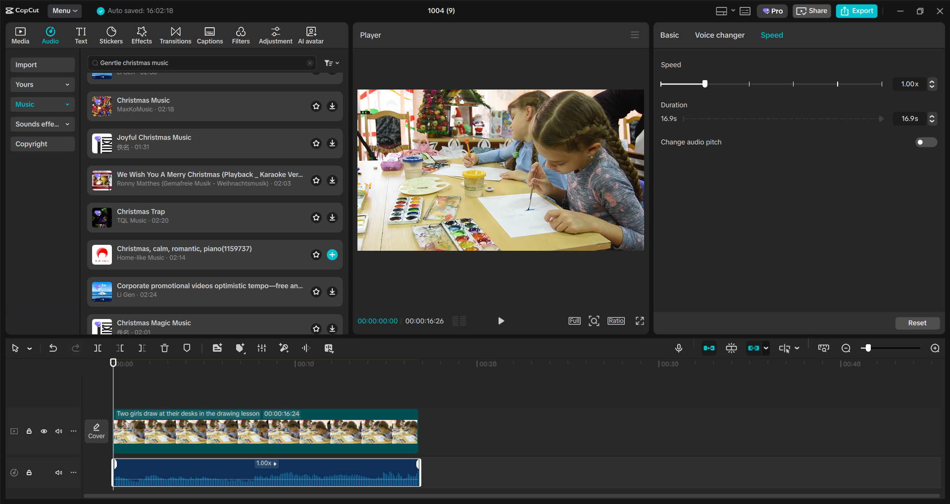 Interface of the CapCut desktop video editor - a quick way to add Christmas music to videos