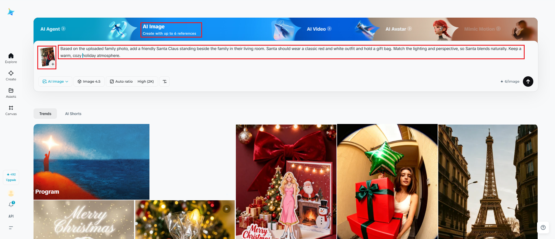 Upload image and write prompt