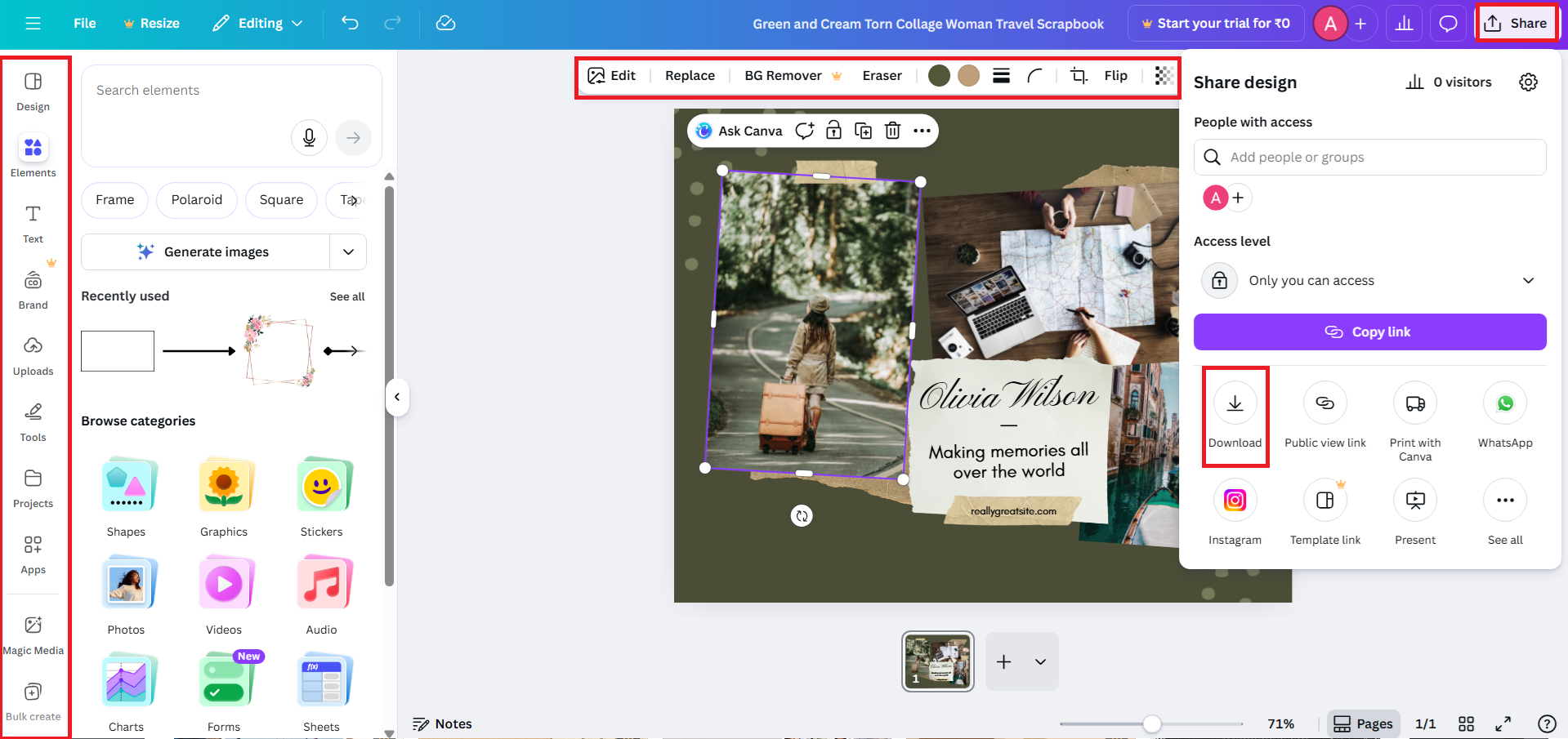 Edit and download your memory book