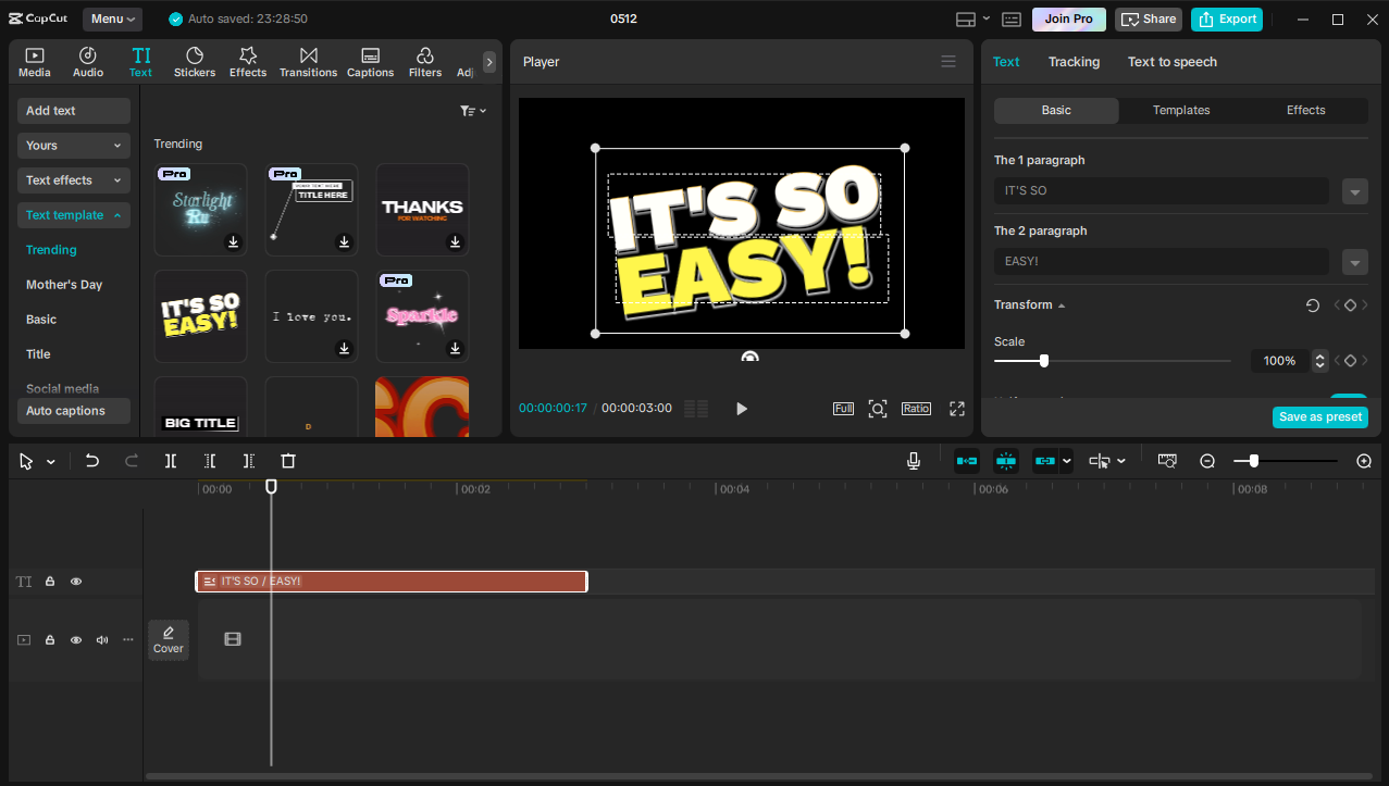 Editing interface of the CapCut desktop video editor
