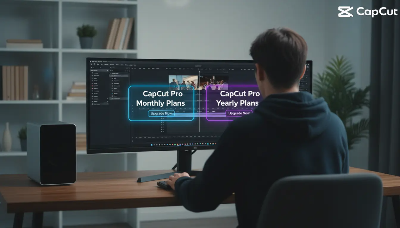 choose between monthly and yearly plans for CapCut Pro