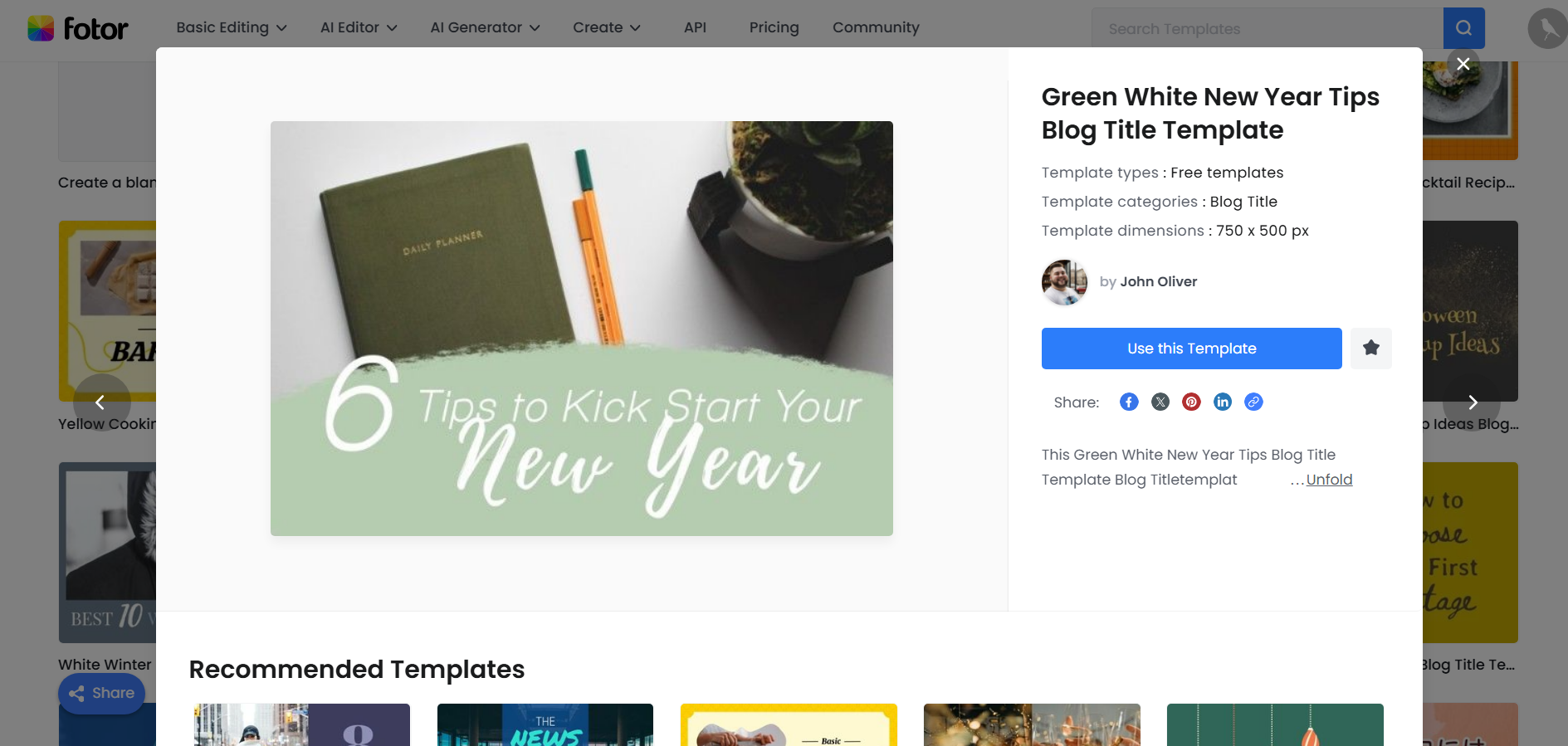 Fotor banner templates interface
