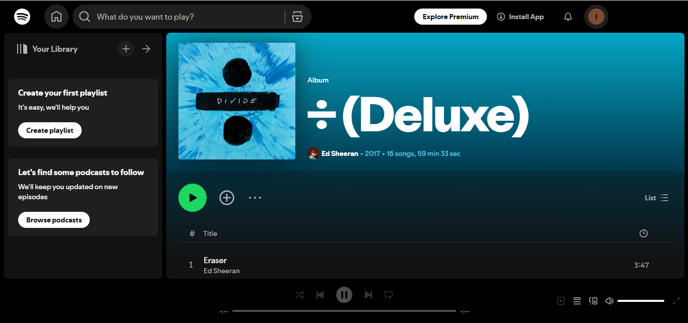÷ (Divide) by Ed Sheeran - the most-played album on Spotify globally
