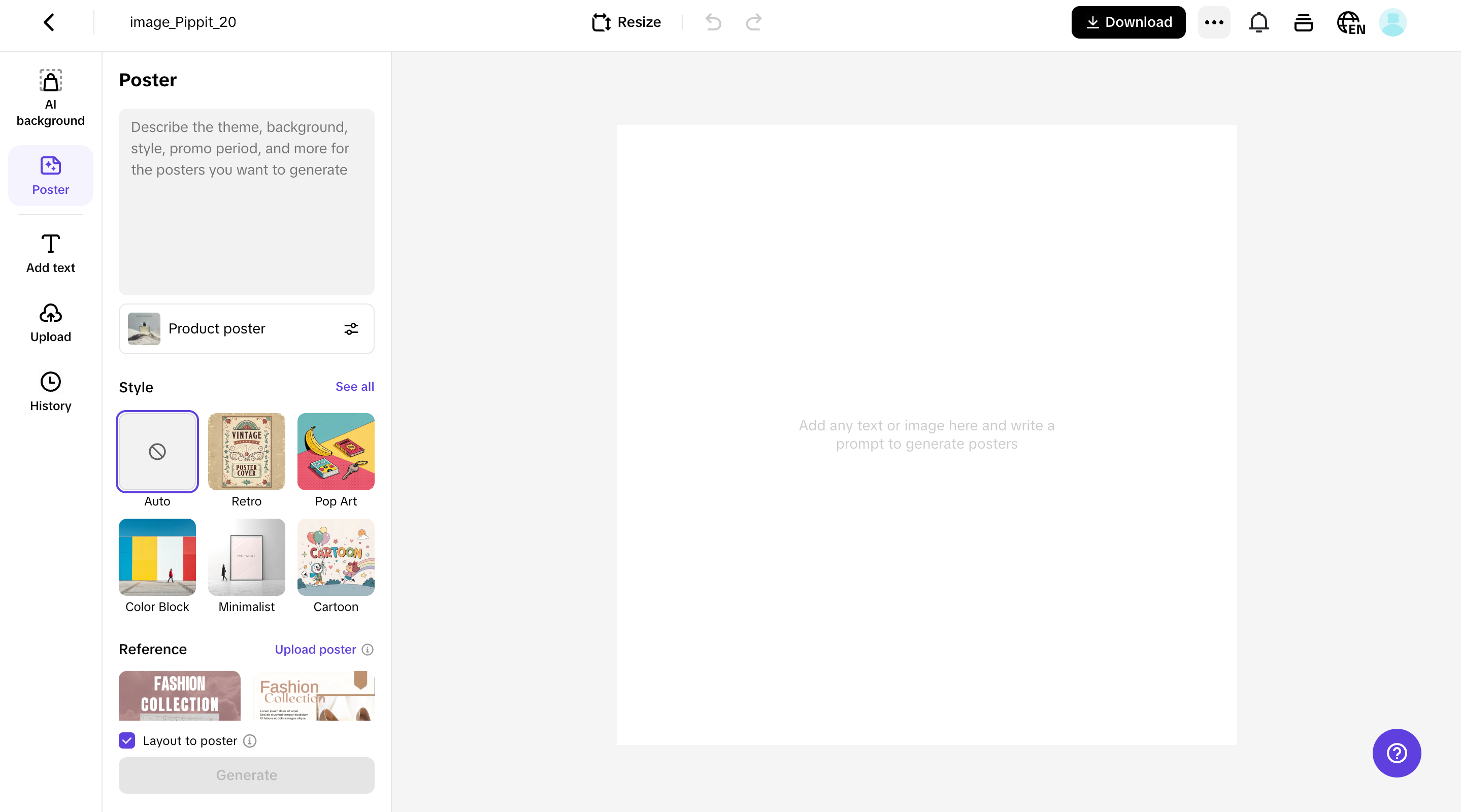 Access the Poster feature