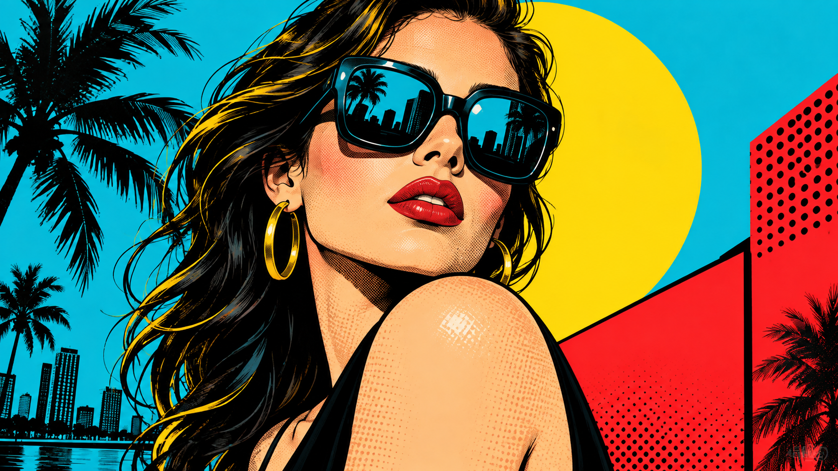 AI pop art prompts: Bold Sunglasses Portrait