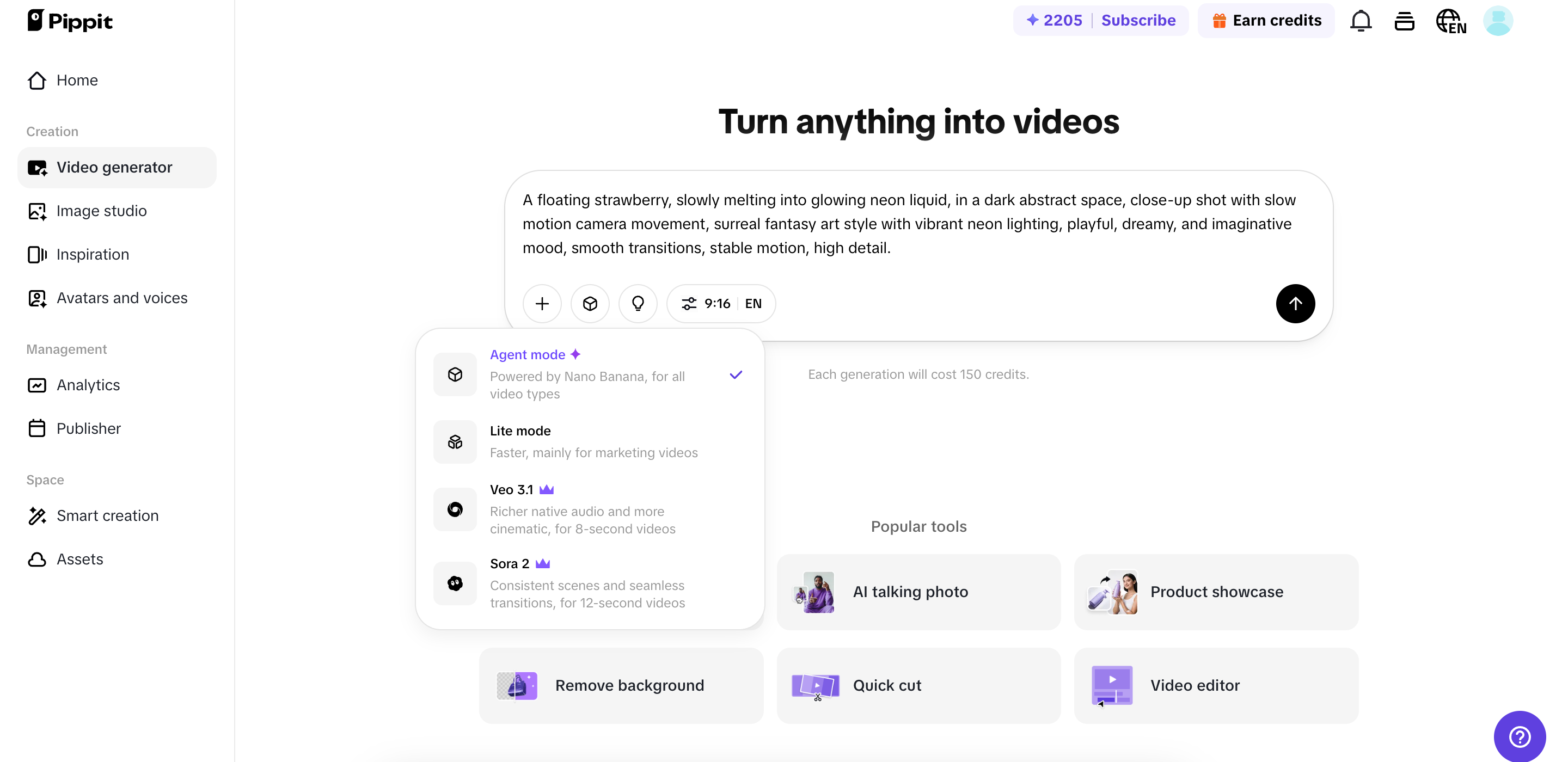 Generate videos from text prompts