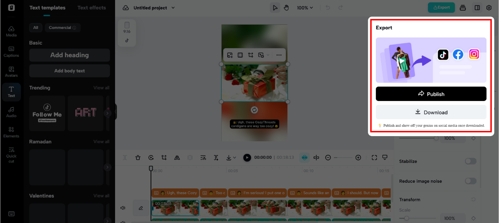 Export the video