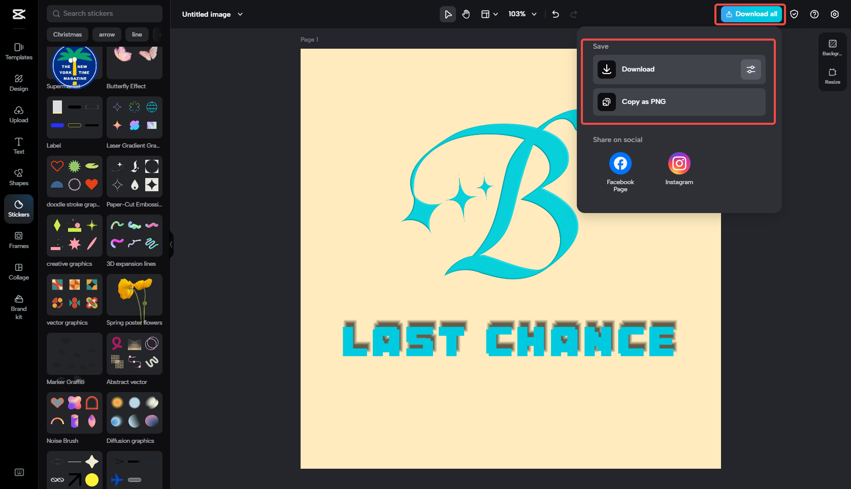 Export the customized logo
