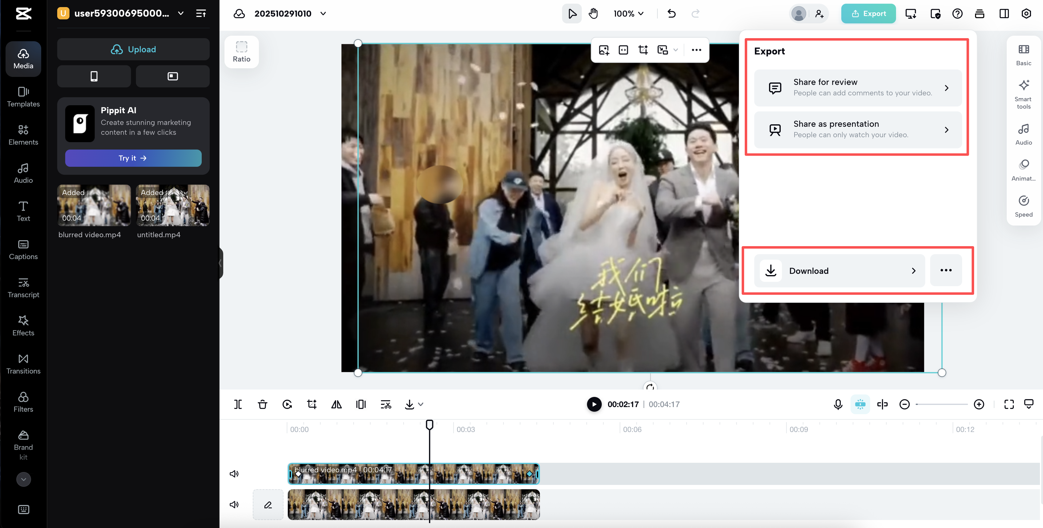 Export or share