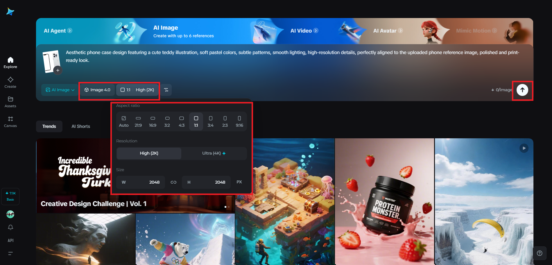 Select the model and adjust your settings