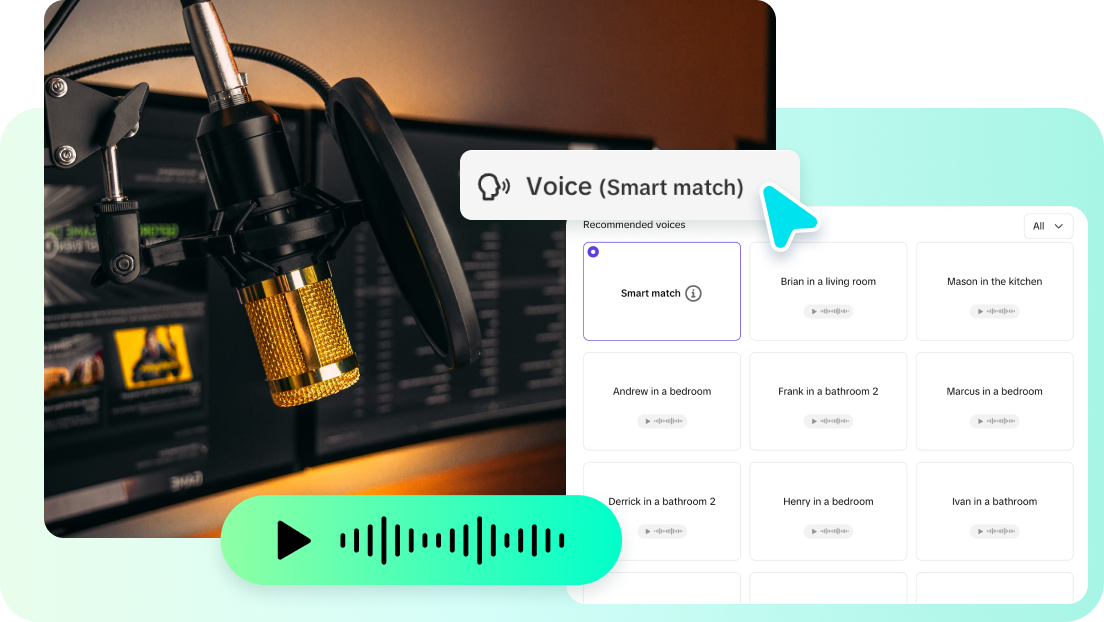 description=Pippit's multi-track editor highlighting an isolated audio track, with the video track above it muted. Editing tools for audio are visible.